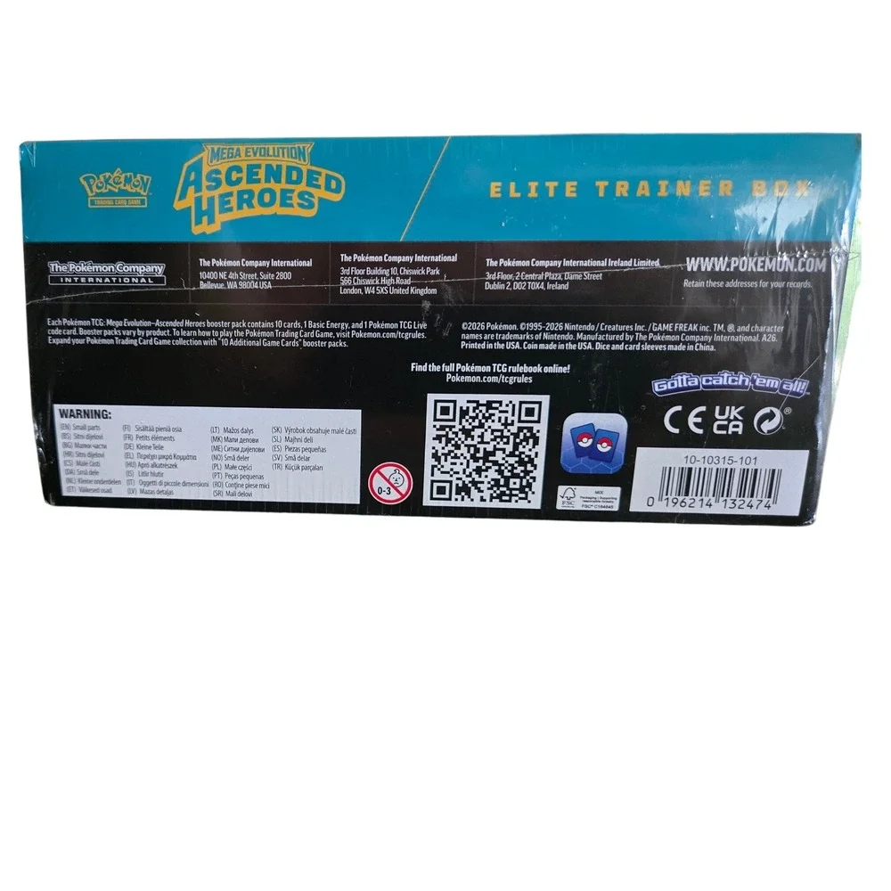 Pokemon Elite Trainer Box Kids OS Blue New Mega Evolution Ascended Heroes ETB